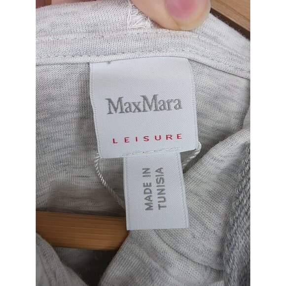 Max Mara Leisure Milford Short Sleeve Hoodie In Light Gray Medium NEW - Picture 3 of 11
